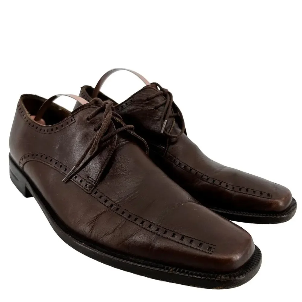 Mezlan Davinci Leather Oxfords Lace Up Dress Shoes Square Toe Spain Brown 7M